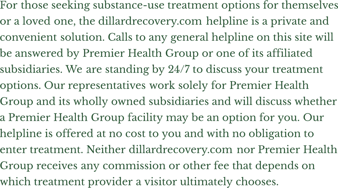 Disclosure: calls may be answered by an affiliated treatment provider; no referral fee is charged.